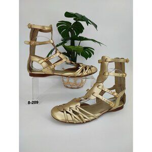 Ulli By Anthropologie Women's Gold Strapped Leather Sandals Size 8M US